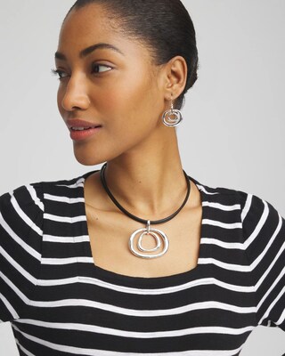 Silver Tone Rings Pendant Necklace click to view larger image.