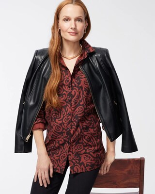 No Iron Stretch Sable Paisley Shirt