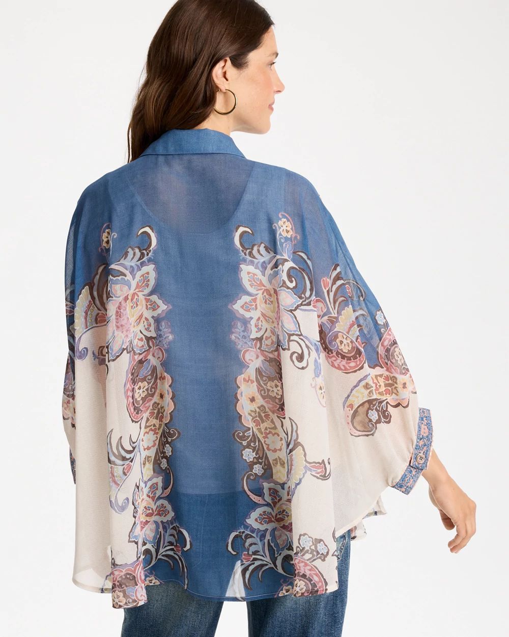 Collared Button Down Poncho click to view larger image.