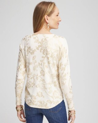 Foiled V-Neck Pullover Sweater click to view larger image.
