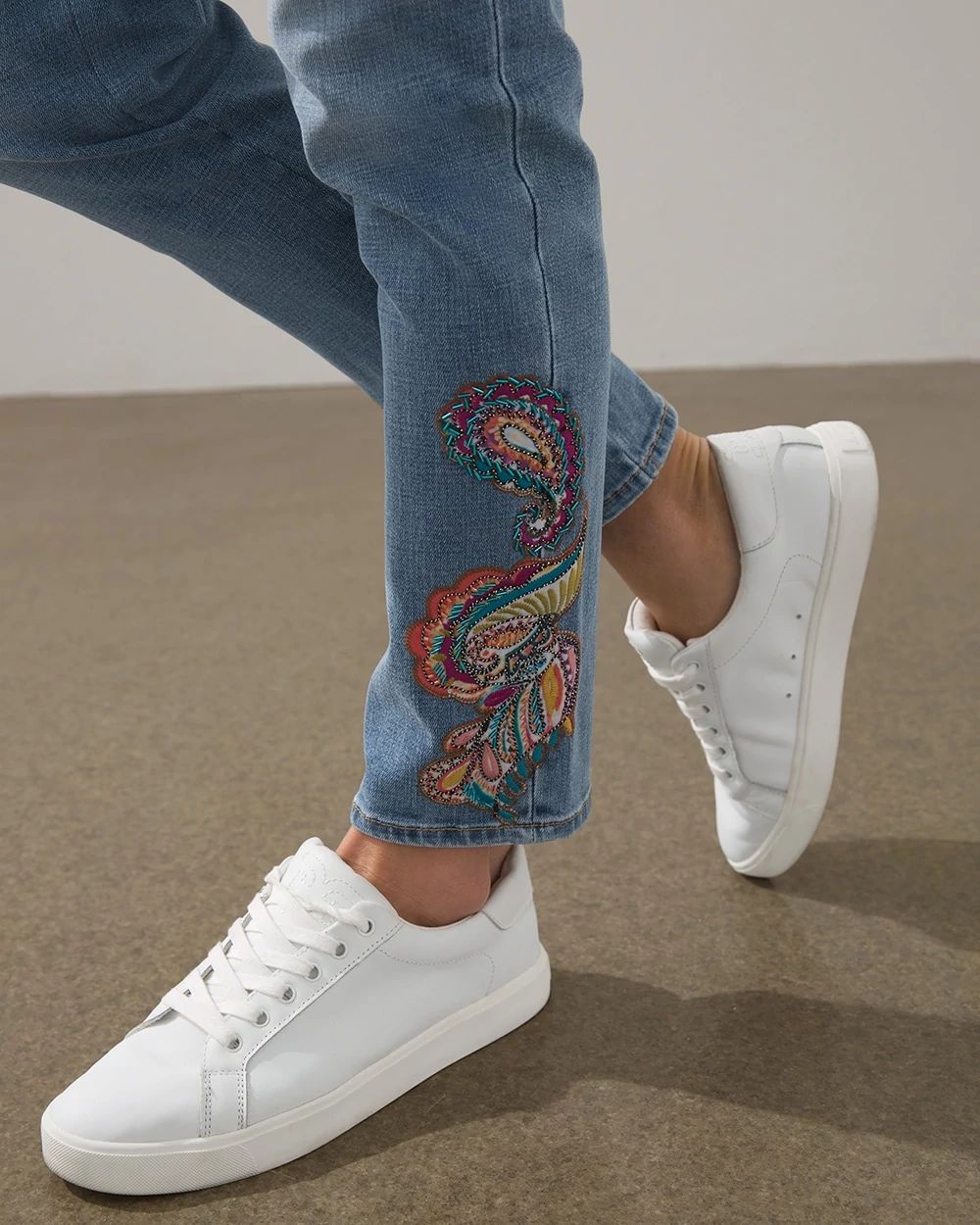 Girlfriend Beaded Ankle Jeans