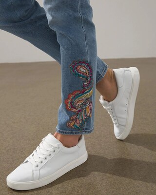Girlfriend Beaded Ankle Jeans