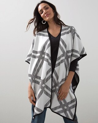 Reversible Plaid Windowpane Ruana