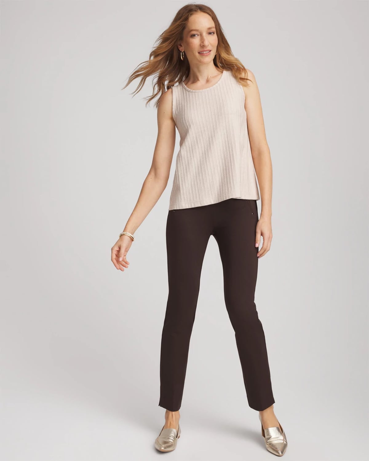 Chico's Cozy Tank Twinset In Neutral In Brown