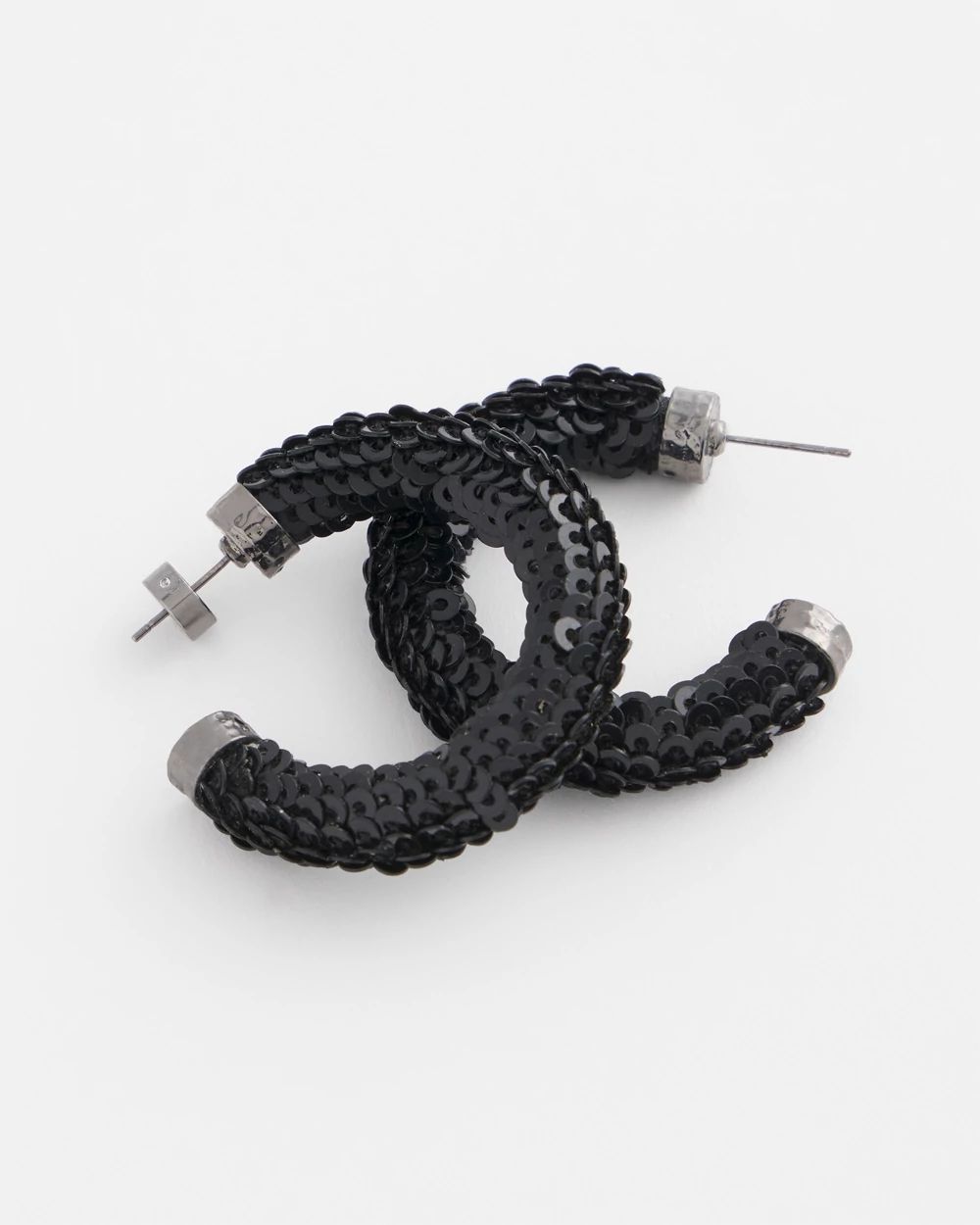 No Droop® Black Sequin Huggie Earrings
