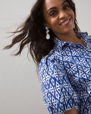 Poplin Ikat Balloon Sleeve Dress