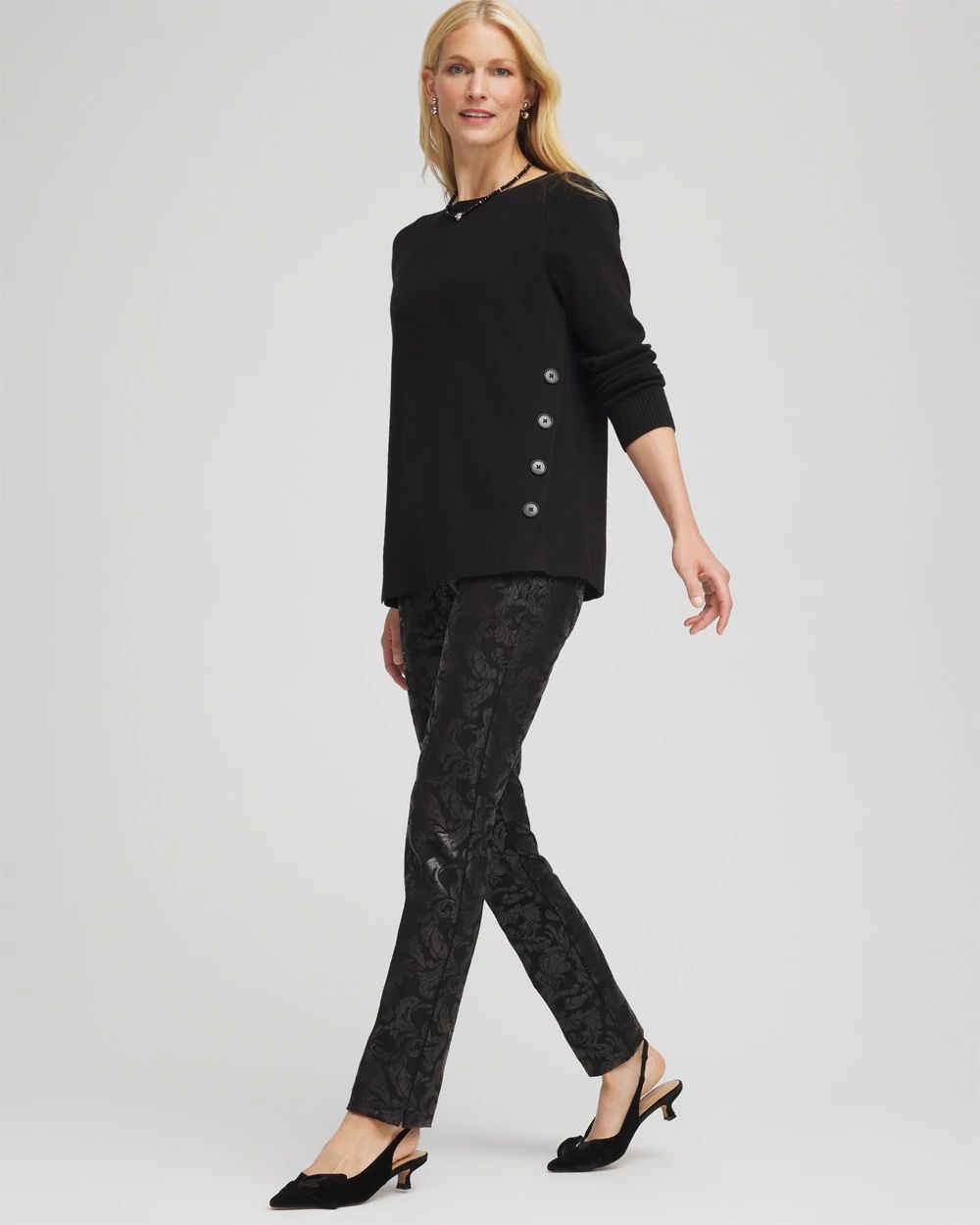 Juliet Foiled Slim Ponte Pants click to view larger image.