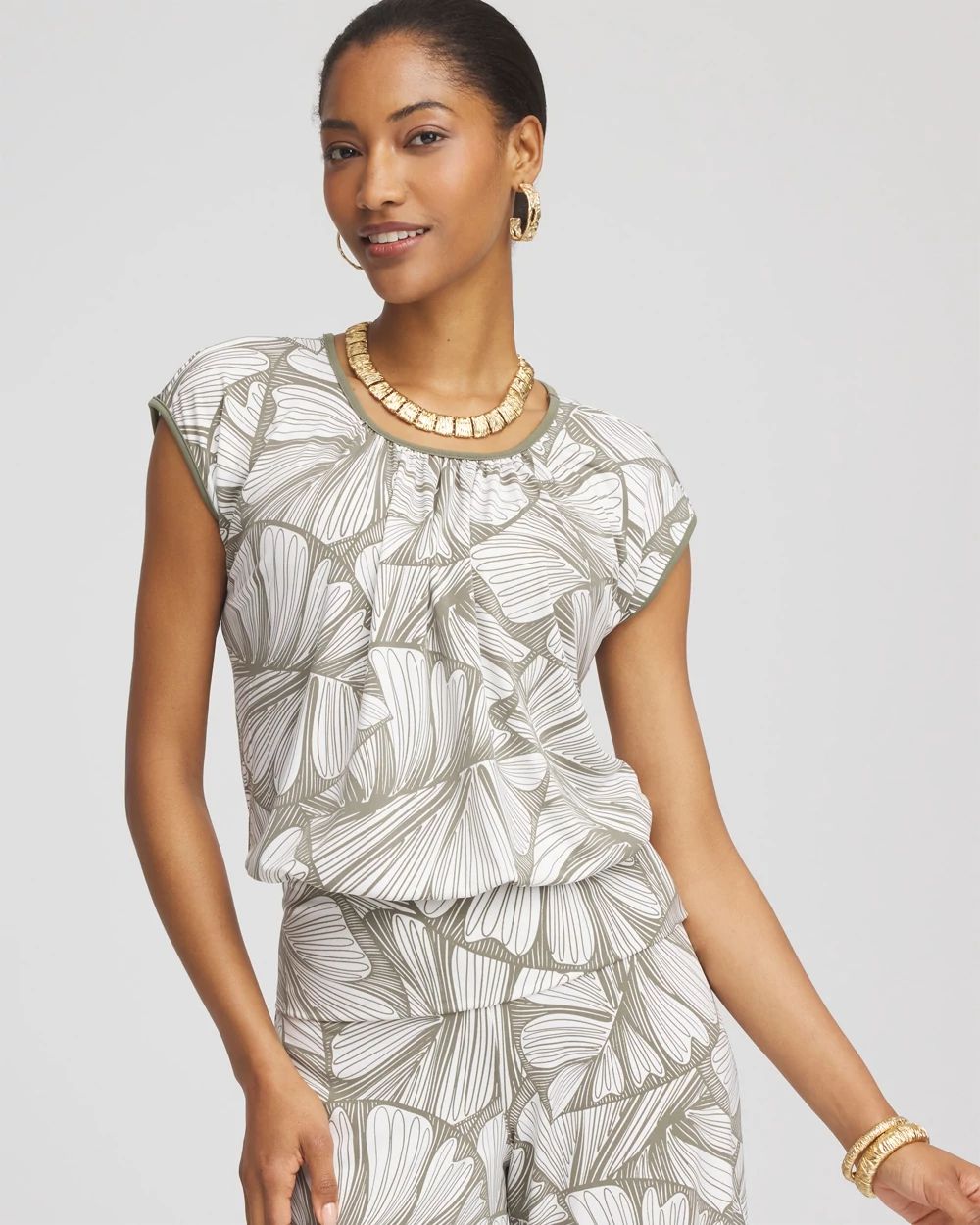 Travelers™ abstract leaf print Knit Top