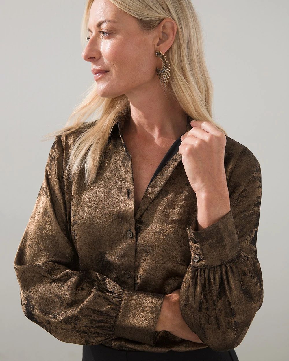 Shimmery Billow Sleeve Shirt