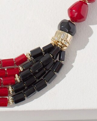 Red Beaded Multi-Strand Necklace