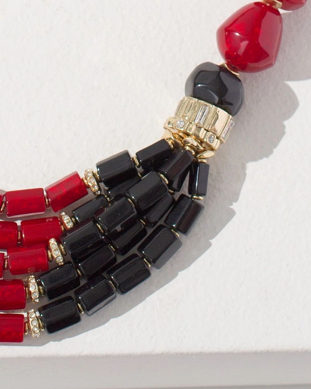 Red Beaded Multi-Strand Necklace