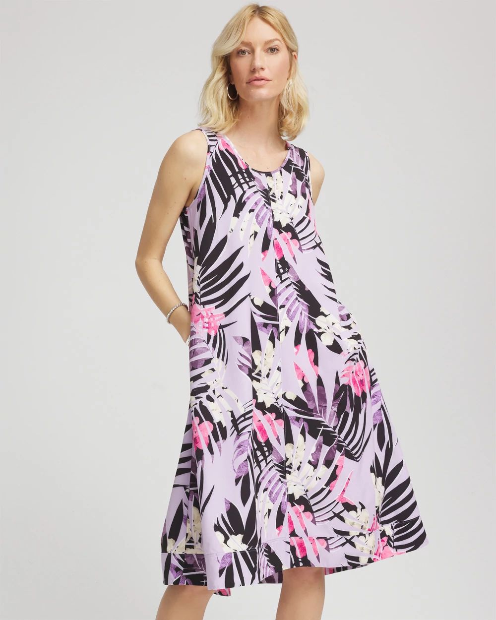 Zenergy® Floral Palms Lightweight Midi Dress