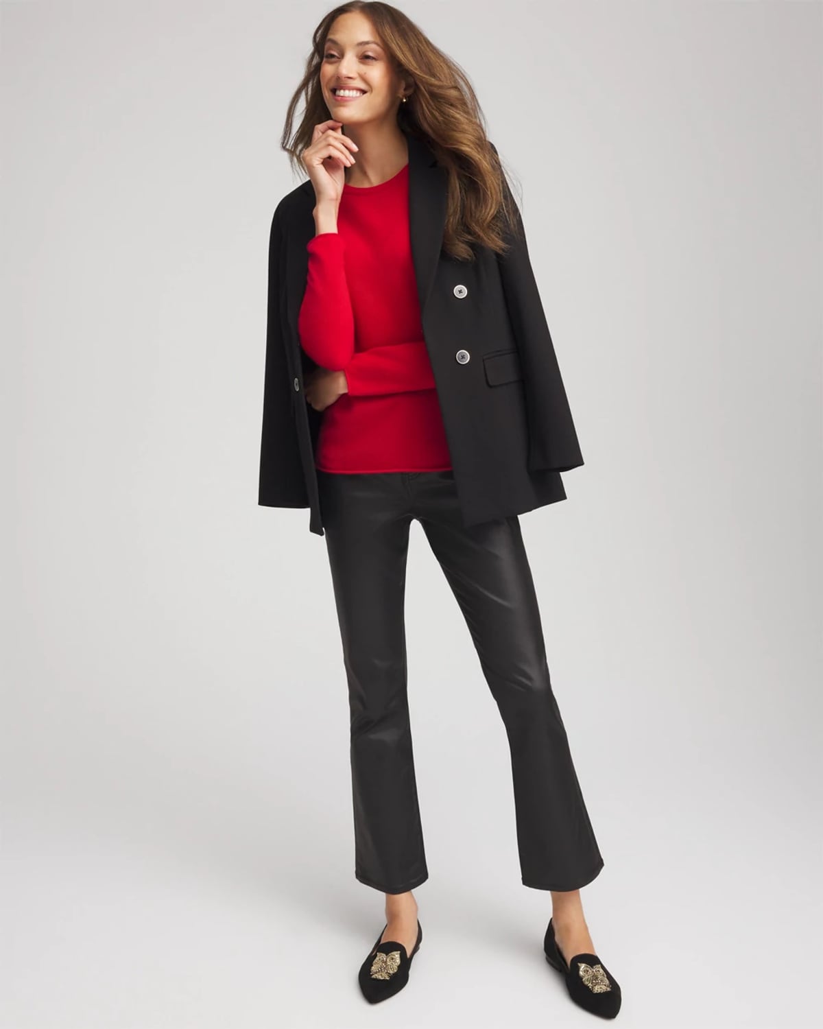 Chico's Crewneck Cashmere Pullover Sweater In In Red