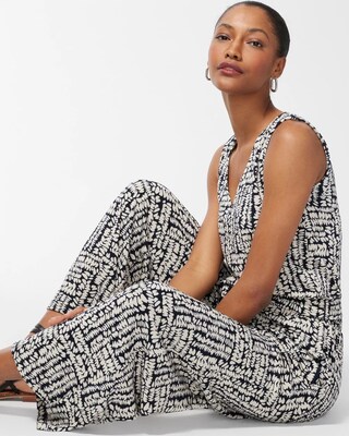 Travelers Pebble Print Tie Waist Jumpsuit