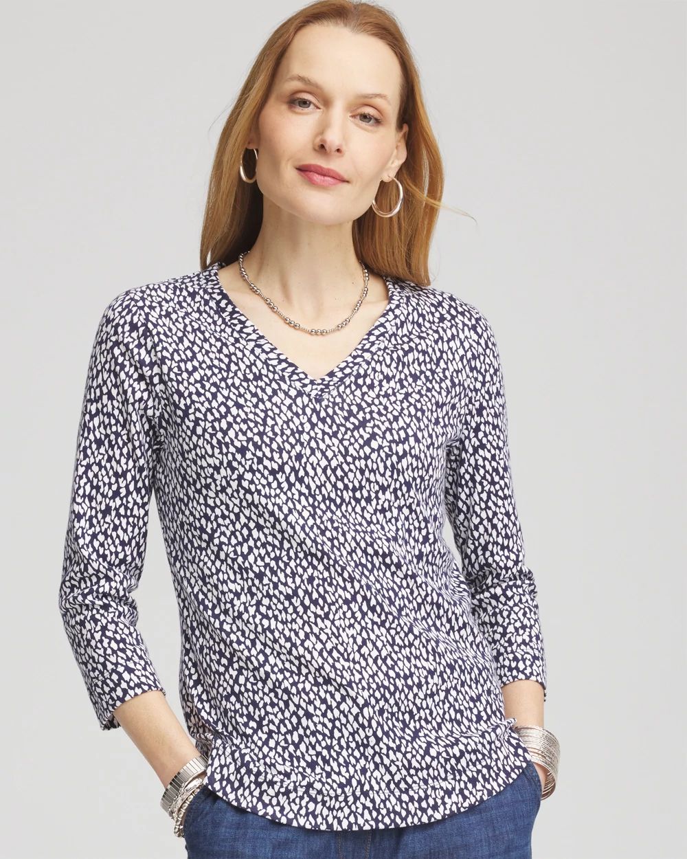 Dots Pima 3/4 Sleeve Everyday Tee