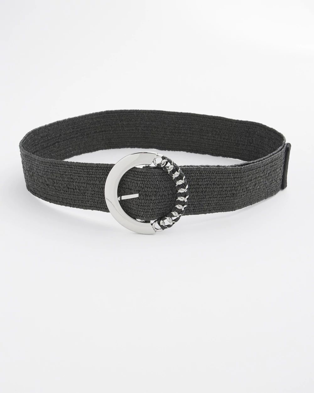Black Stretch Raffia Belt