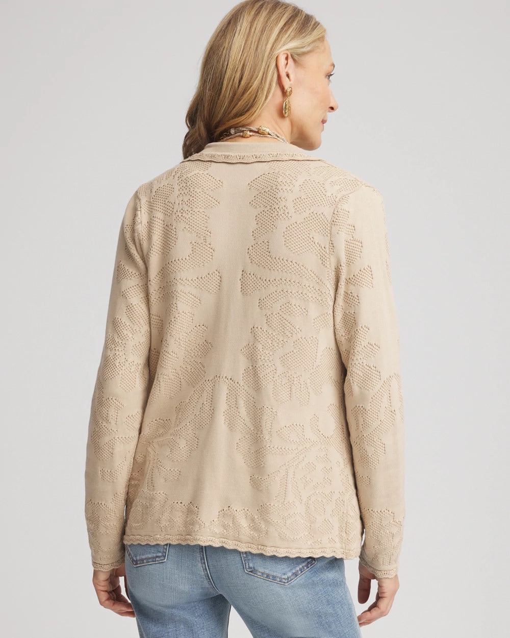 Pointelle Lace Scallop Cardigan