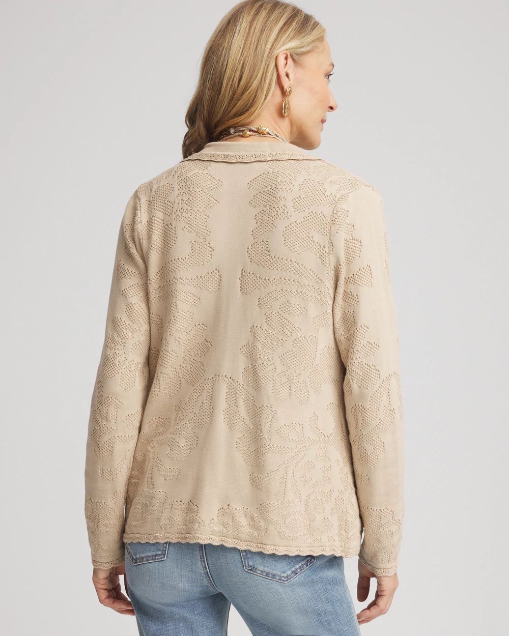 Pointelle Lace Scallop Cardigan