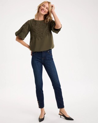 Soutache Soft-Stretch Bubble Hem Top click to view larger image.