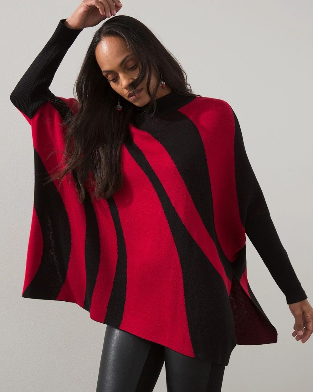Mock Neck Sweater Poncho