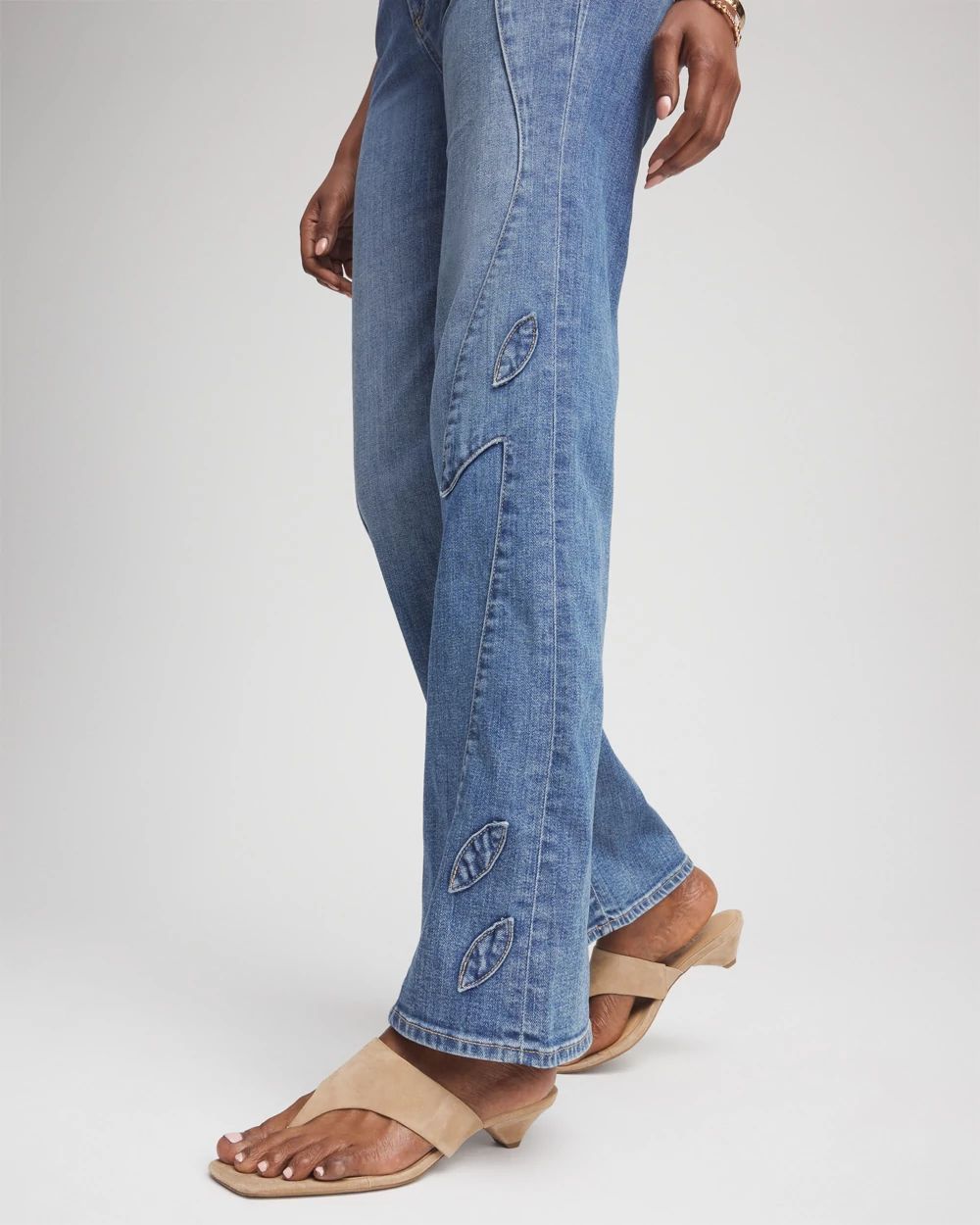 Appliqué High-Rise Wide-Leg Jeans