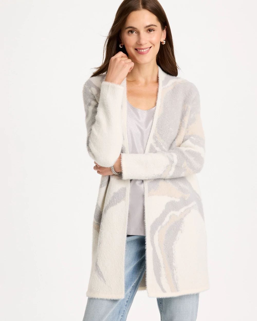 Jacquard Long Sleeve Cardigan