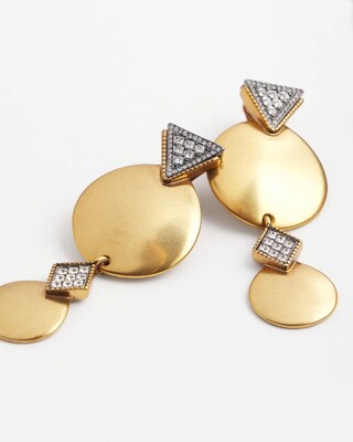 Gold Tone Pavé Clip On Drop Earrings