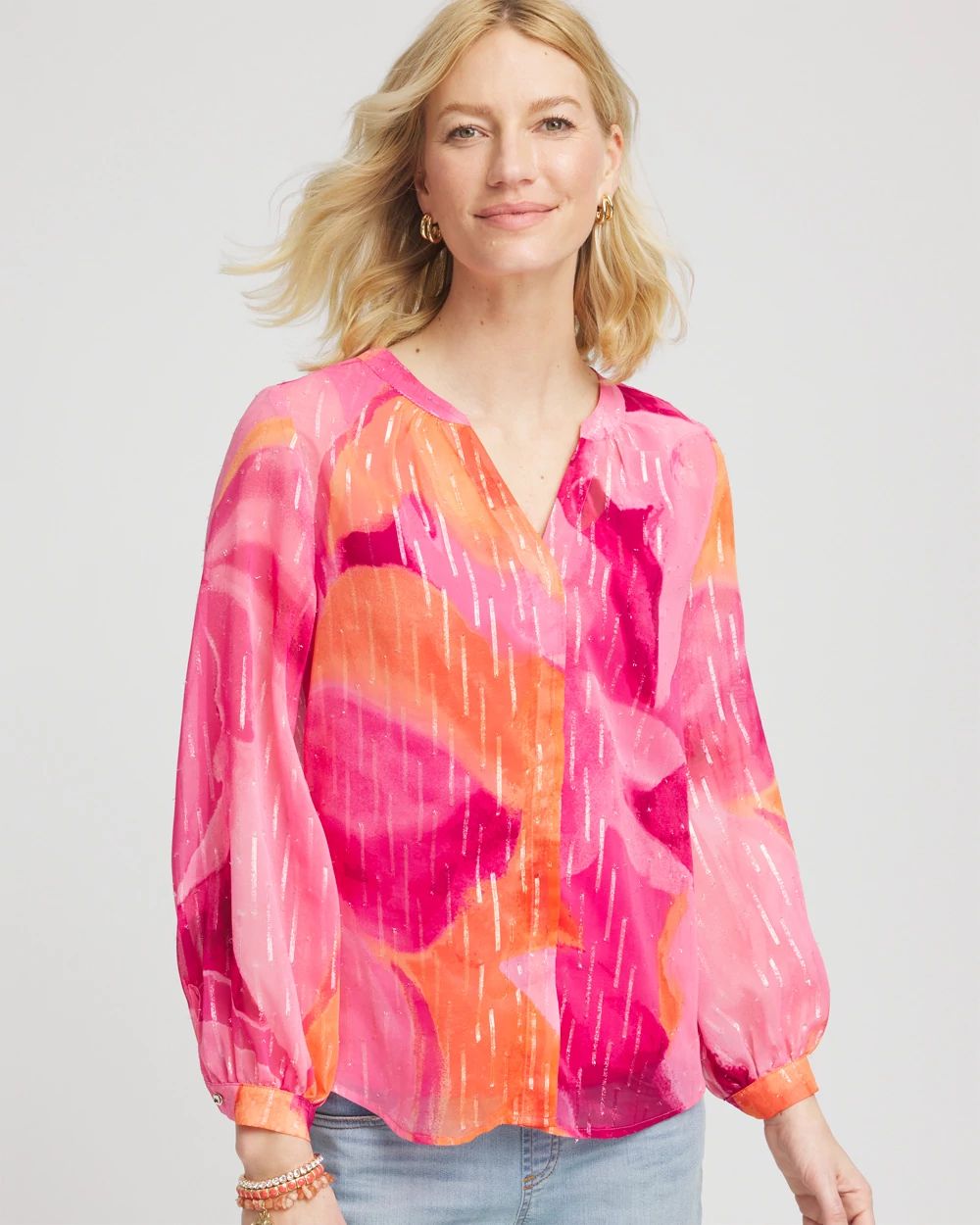 Watercolor Classic Fit Chiffon Blouse