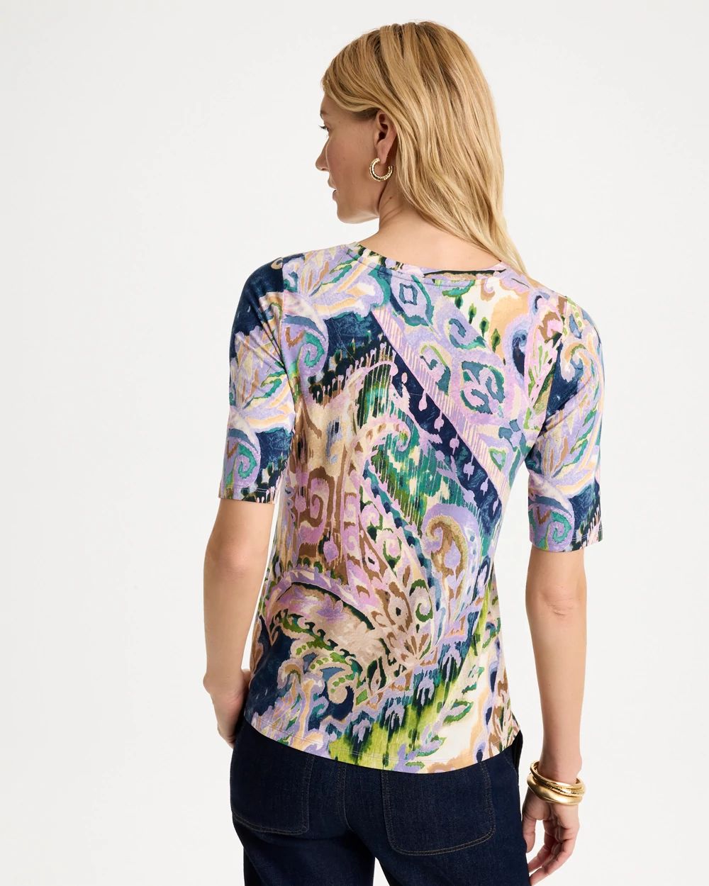 Touch of Cool™ Paisley Elbow Sleeve Tee click to view larger image.