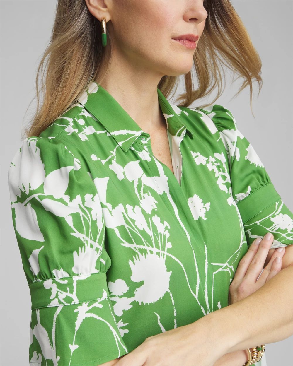 Petite Silk Blend Flare Sleeve Dress