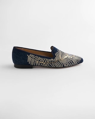 Peacock Embroidered Flats click to view larger image.