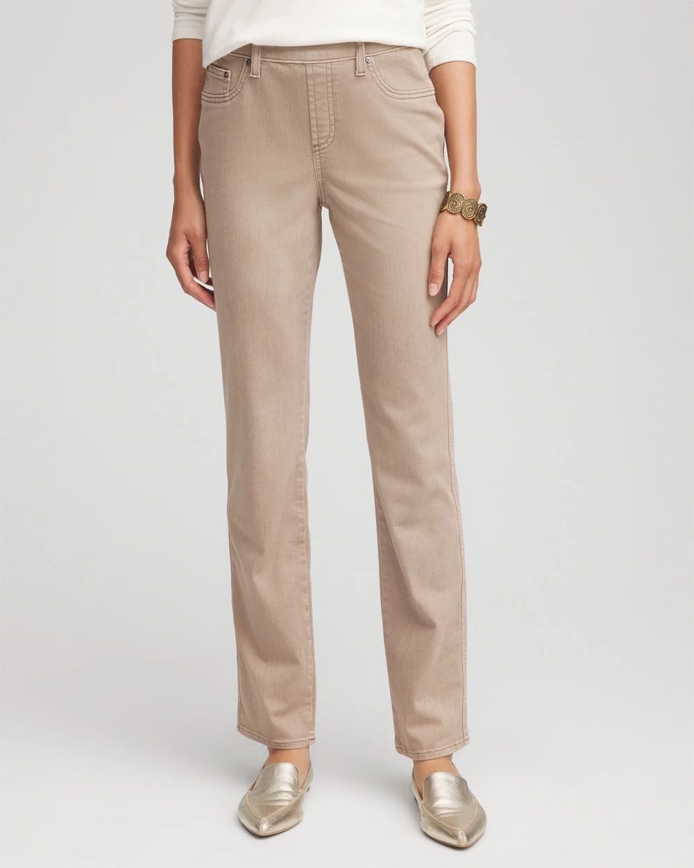 Pull-On Straight-Leg Jeans