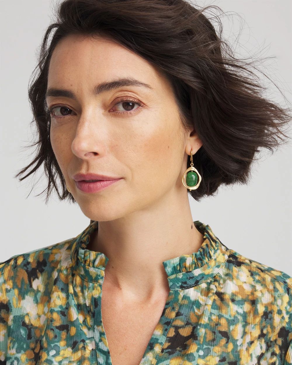 No Droop® Green & Gold Drop Earrings