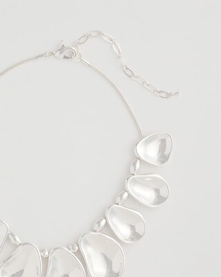 Shiny Silvertone Bib Necklace click to view larger image.