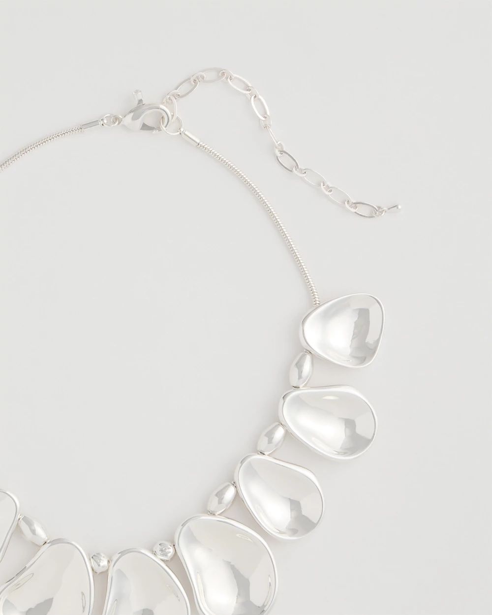 Shiny Silvertone Bib Necklace