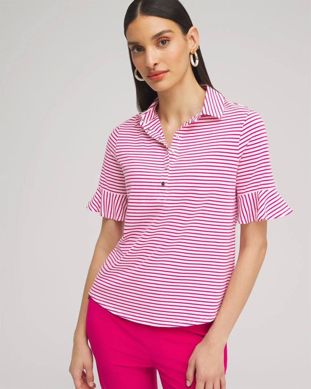 Zenergy® UPF Knit Stripe Ruffle Polo