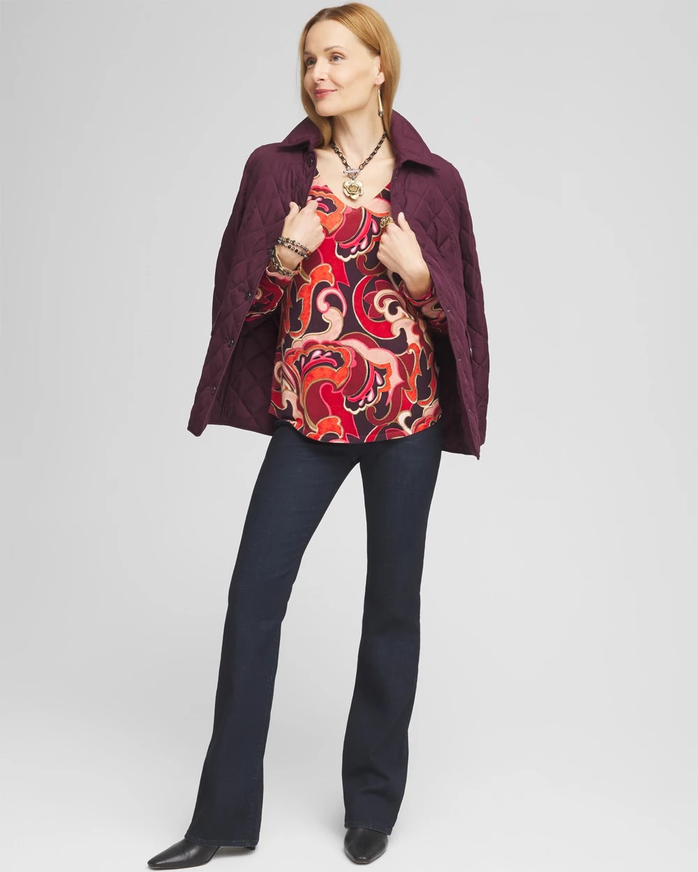 Swirl V-Neck Pullover Sweater