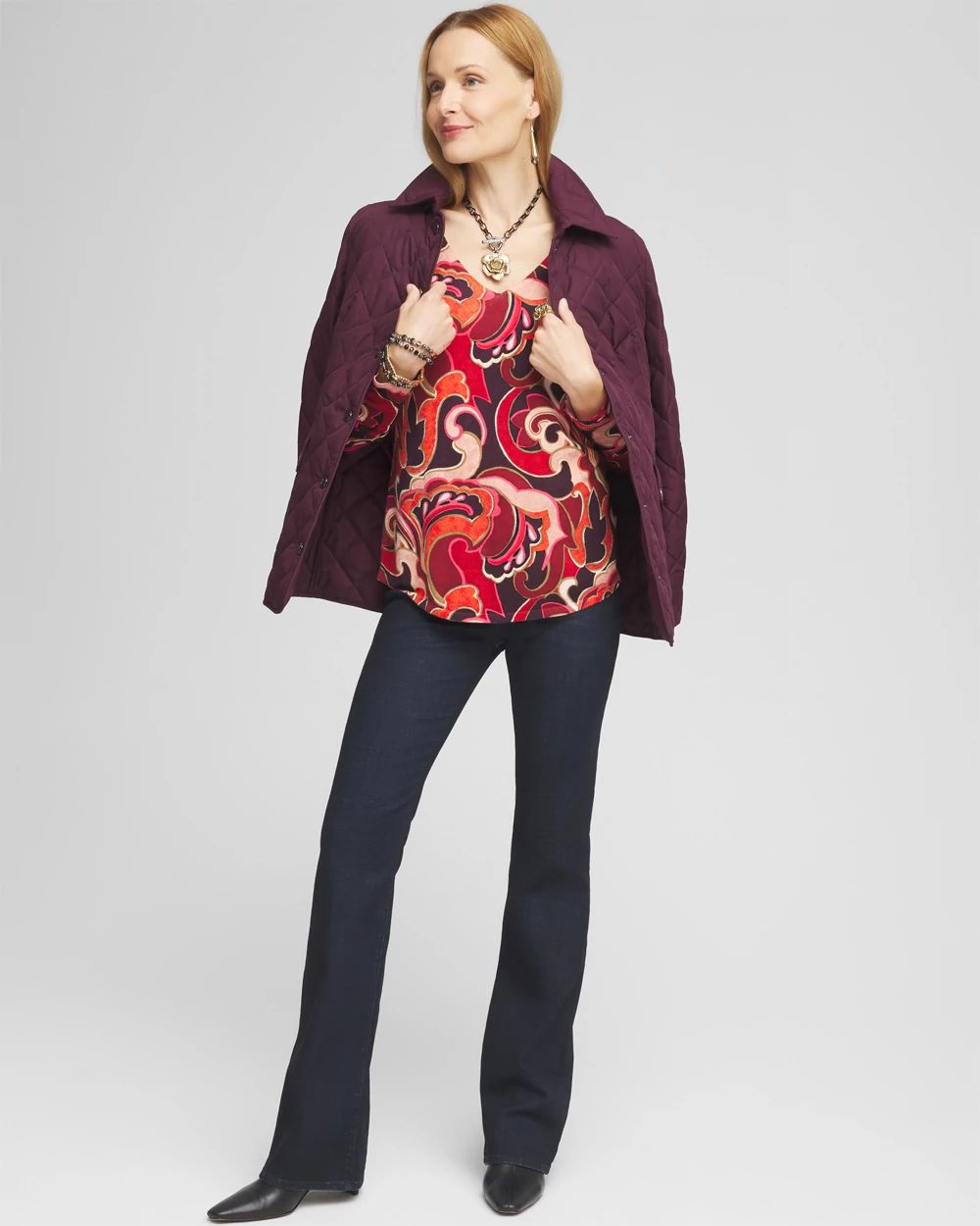 Swirl V-Neck Pullover Sweater