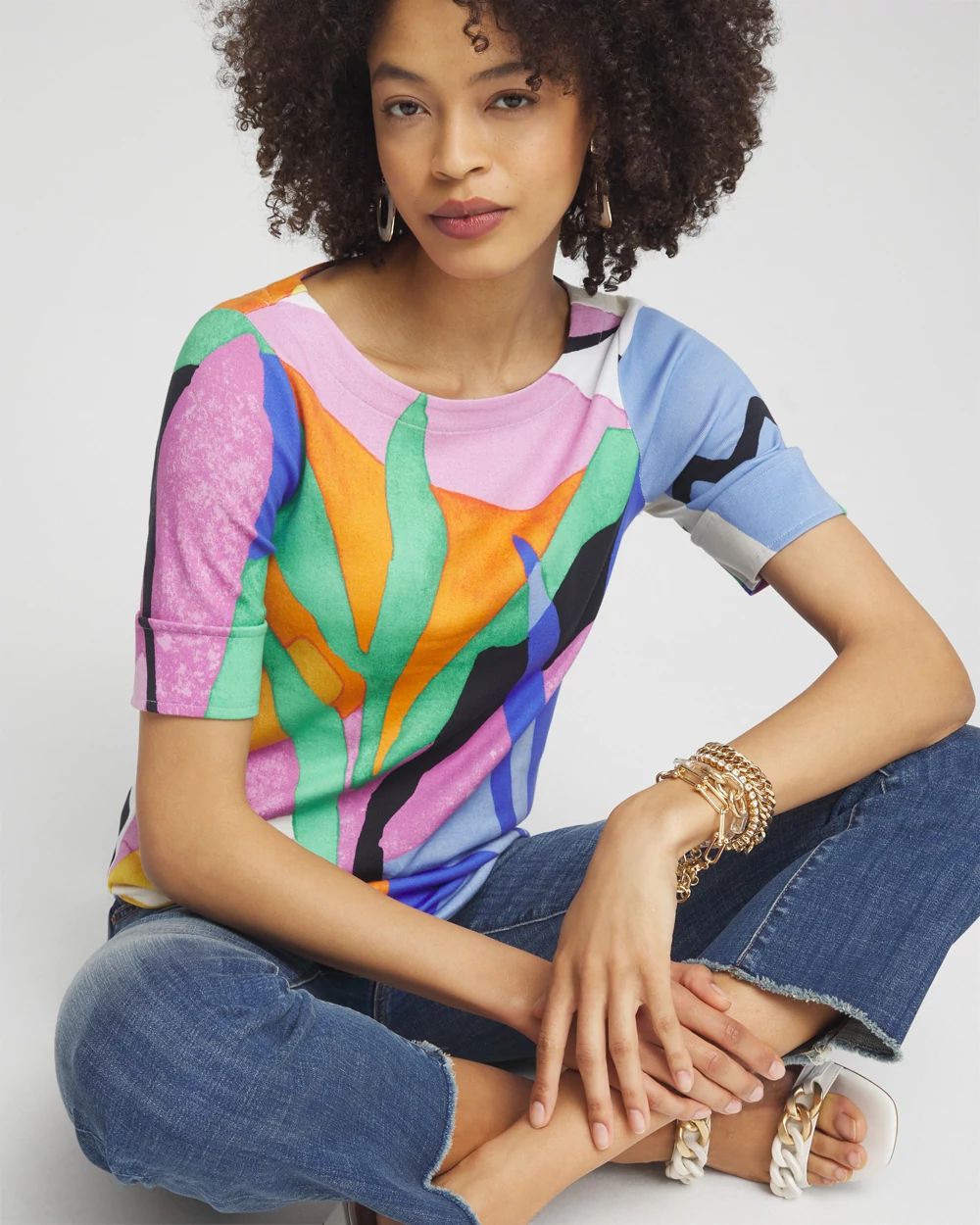 Tropical Bateau Neck Tee