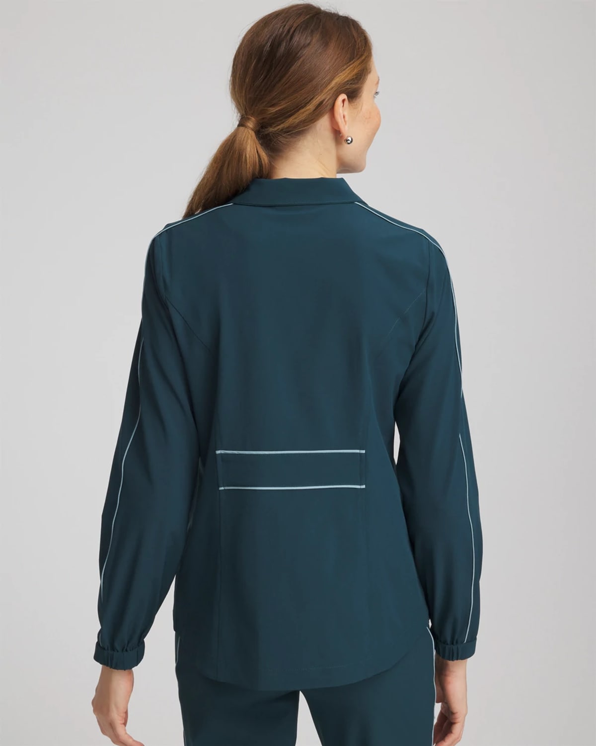 Chico's Contrast Jacket In Teal Shadow In Blue