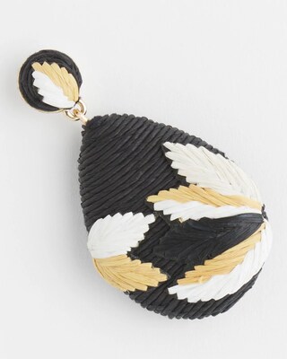 Embroidered Raffia Earrings