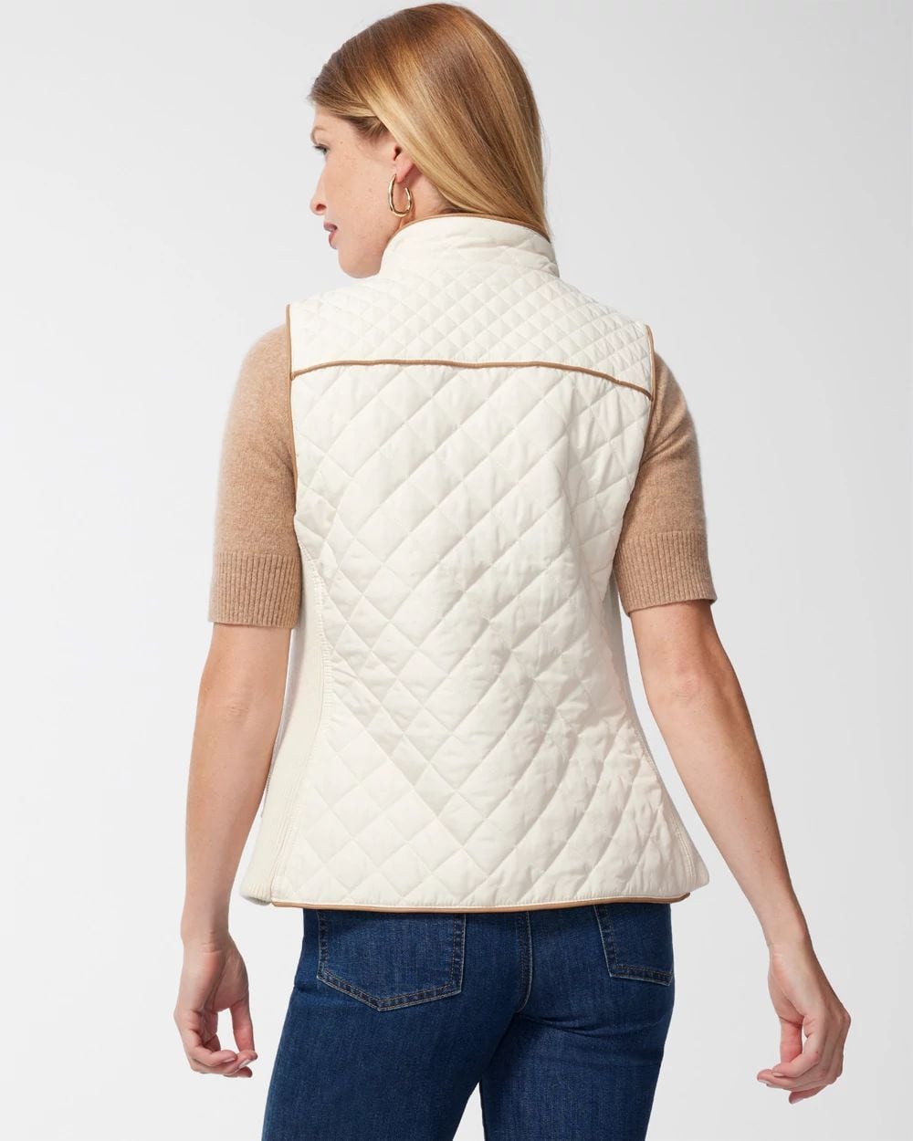 Rib Trim Quilted Vest