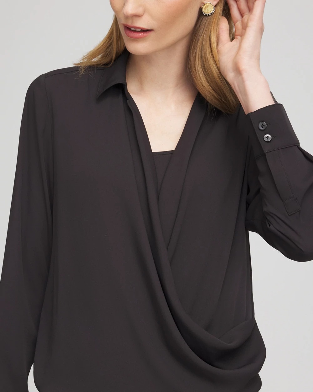 Surplice Bubble Hem Shirt