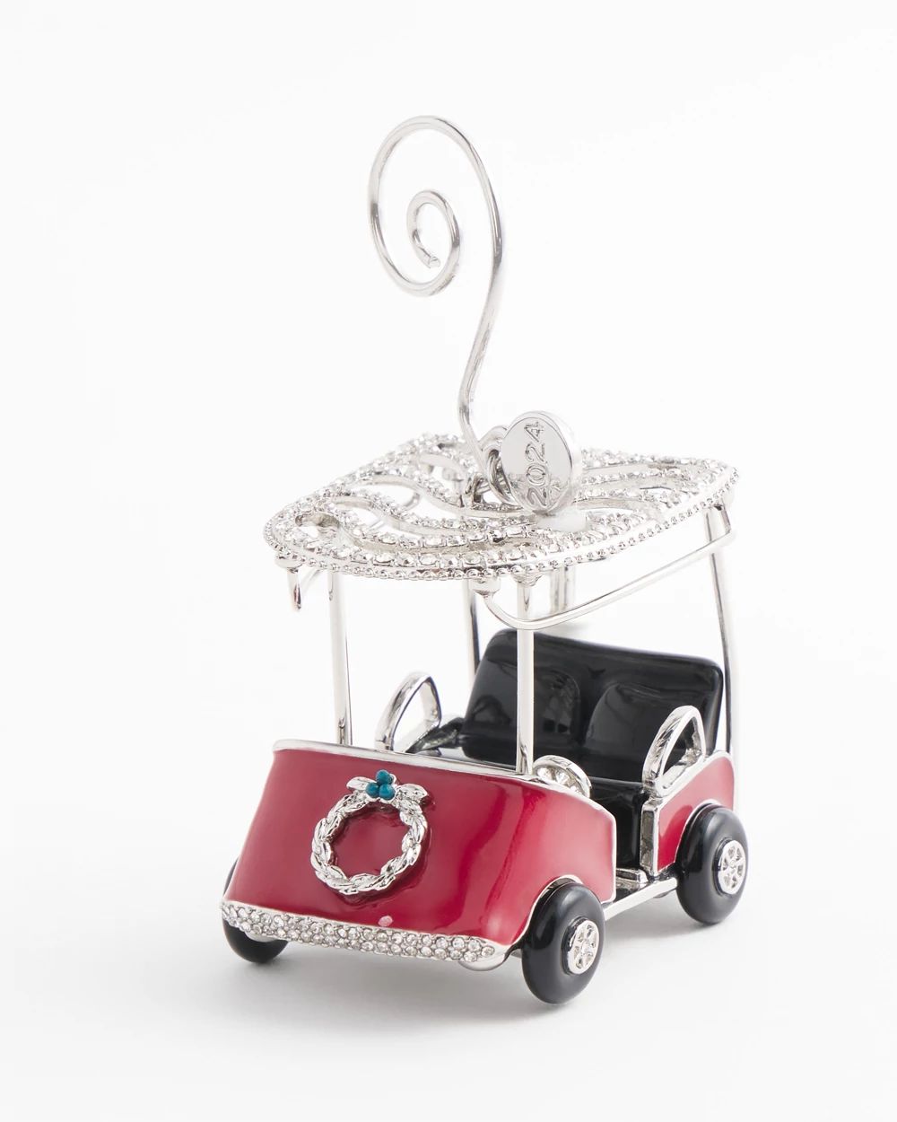 Red Rhinestone Golf Cart Ornament