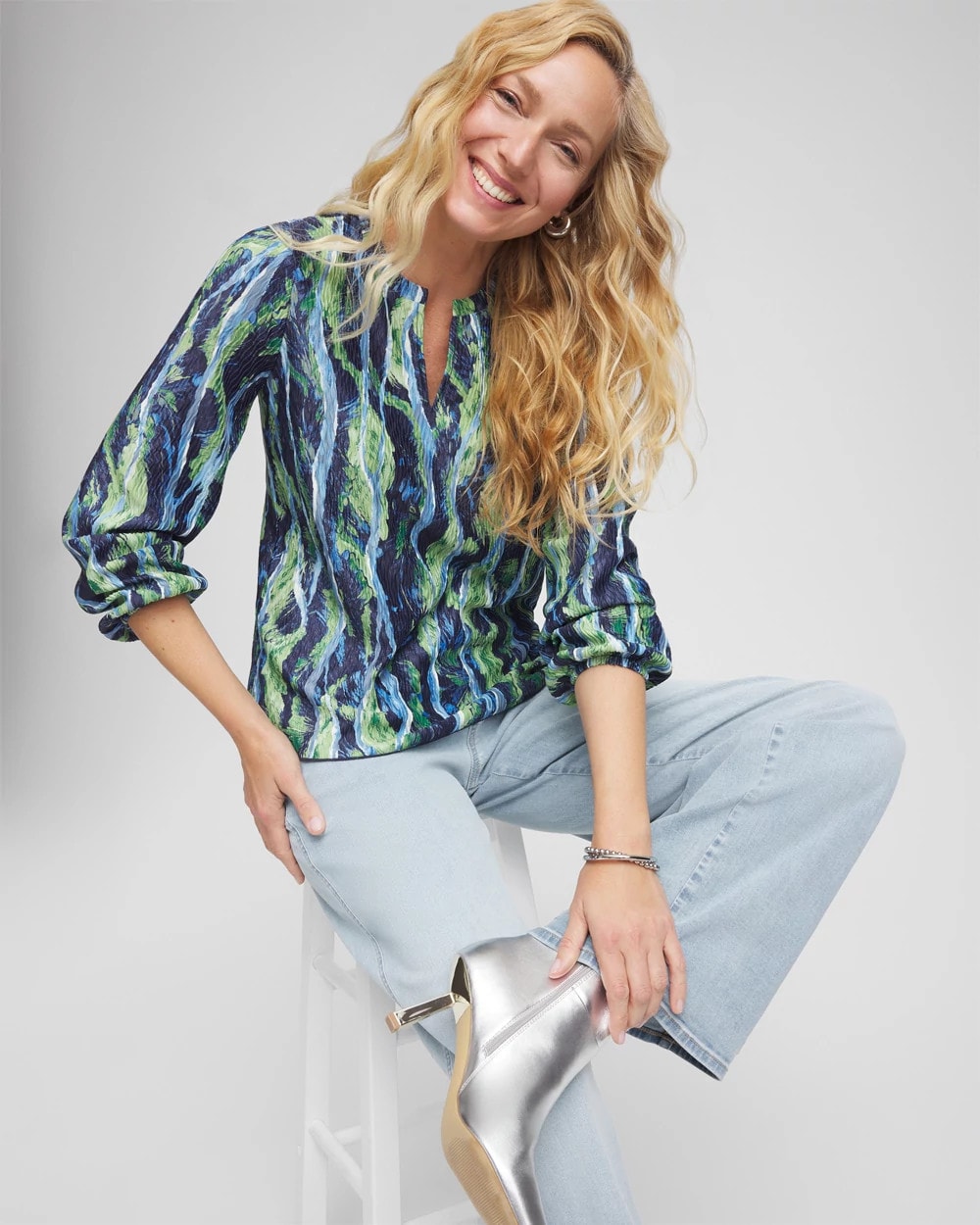 Ocean Plume Crinkle Top