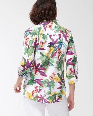 No Iron Linen 3/4 Sleeve Floral Shirt
