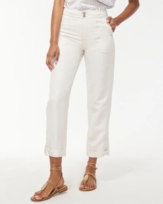 Linen Blend Rolled Hem Crops