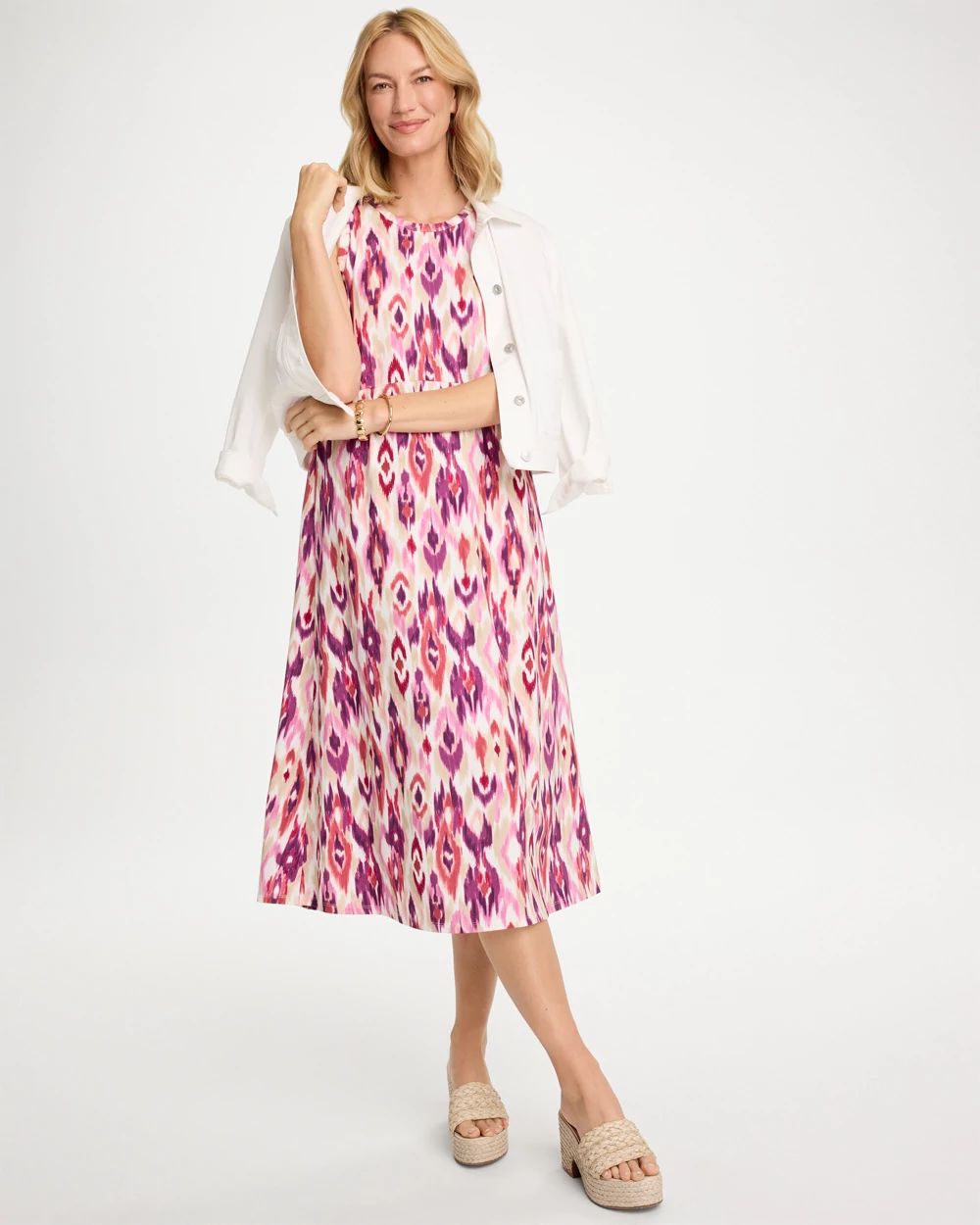 Printed Ponte Knit Tank Dress click to view larger image.
