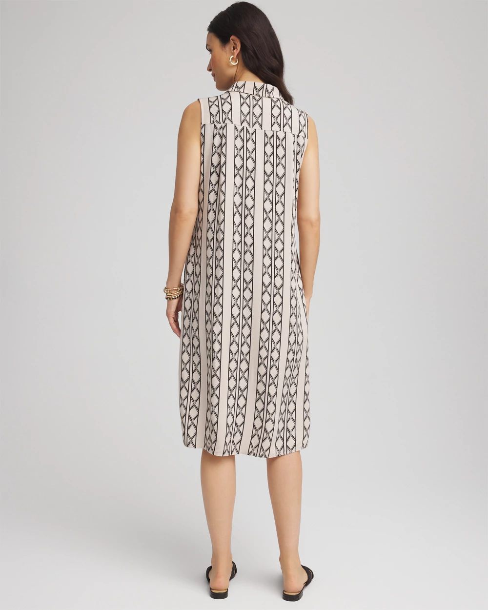 Printed Sleeveless Silk-Twill Shirtdress