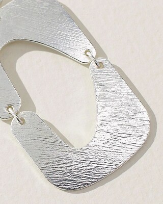 Square Silver Tone Drop Earrings